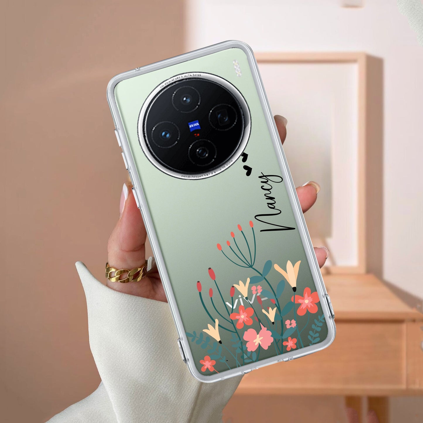 MultiColor Floral Customize Transparent Silicon Case For Vivo