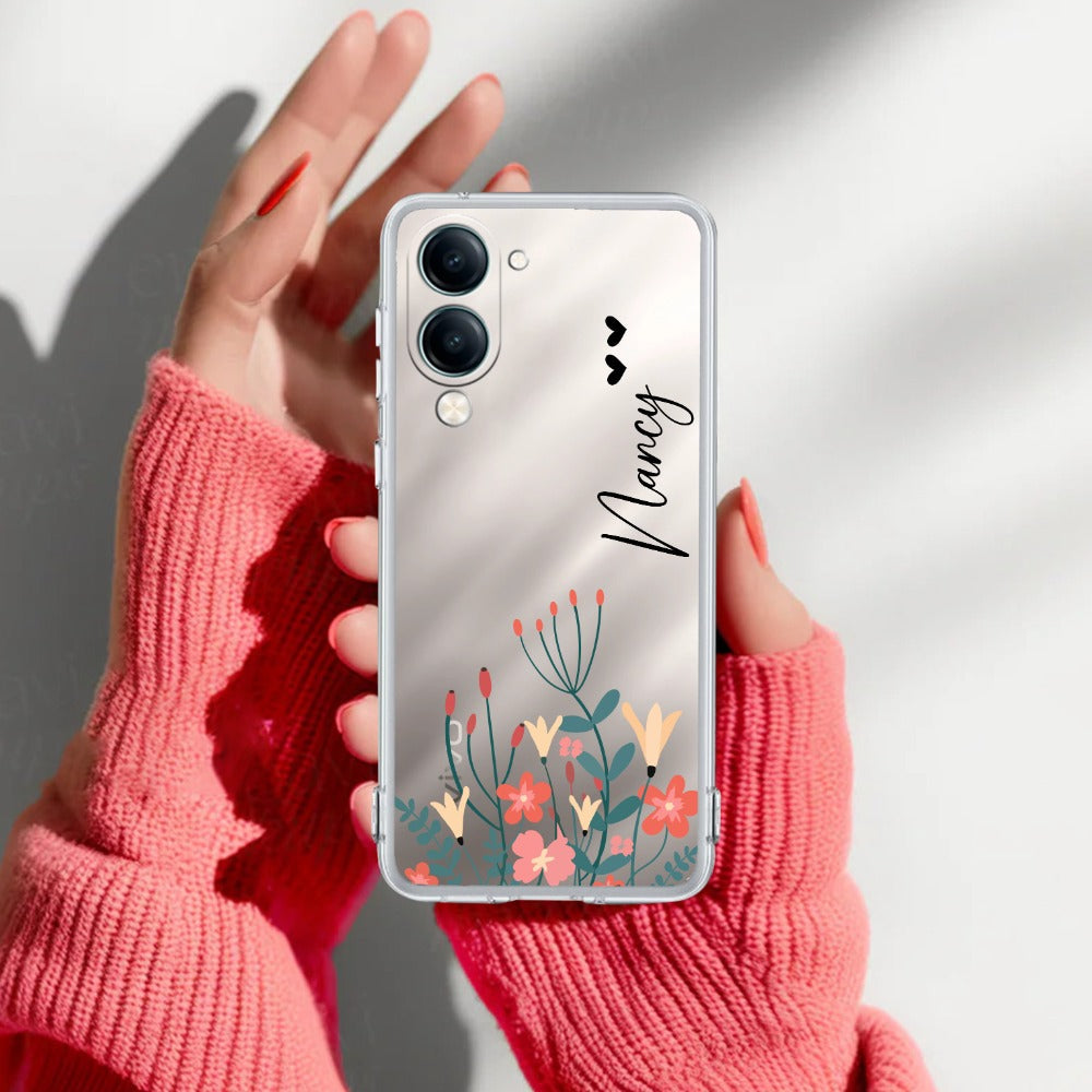 MultiColor Floral Customize Transparent Silicon Case For Vivo