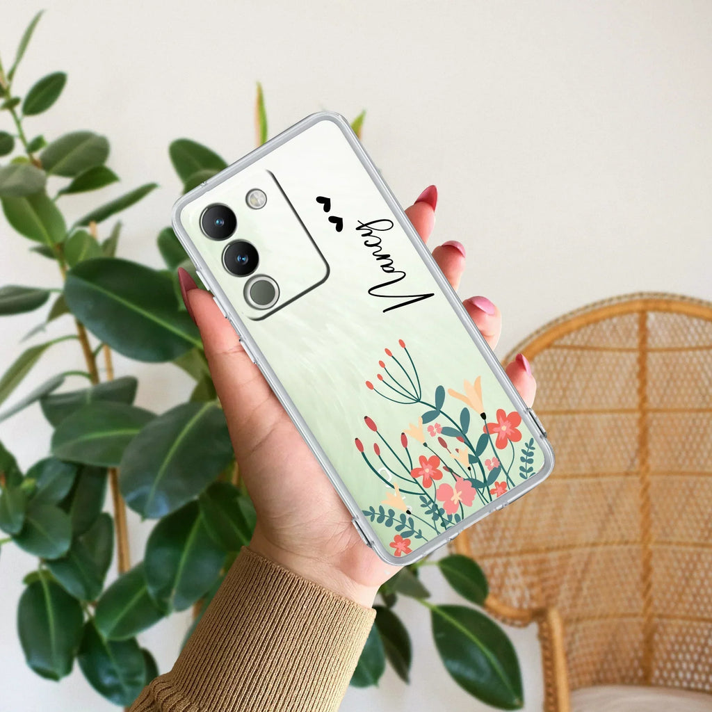 MultiColor Floral Customize Transparent Silicon Case For Vivo T4 5G
