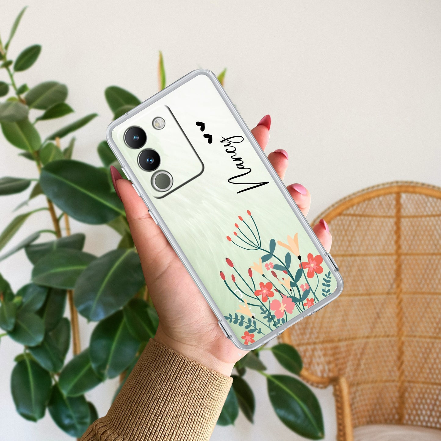 MultiColor Floral Customize Transparent Silicon Case For Vivo