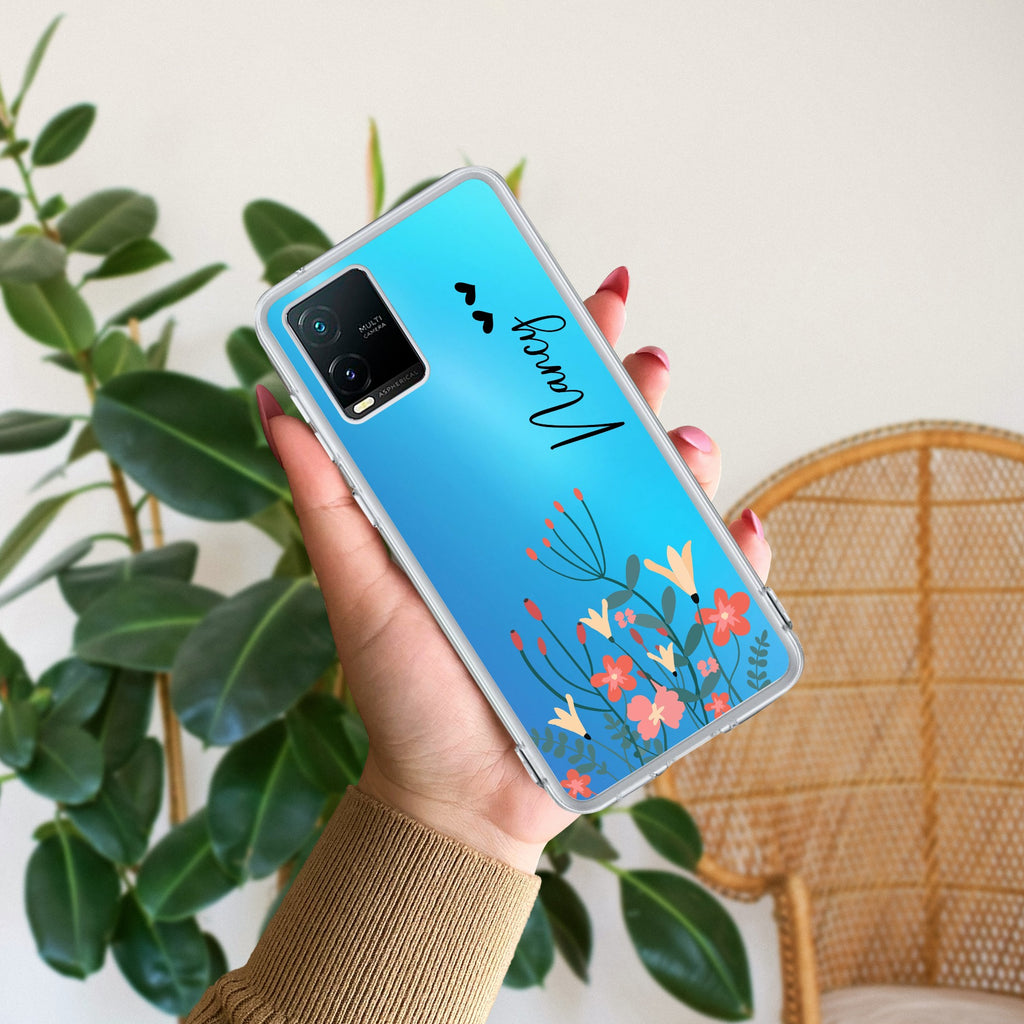 MultiColor Floral Customize Transparent Silicon Case For Vivo T1x