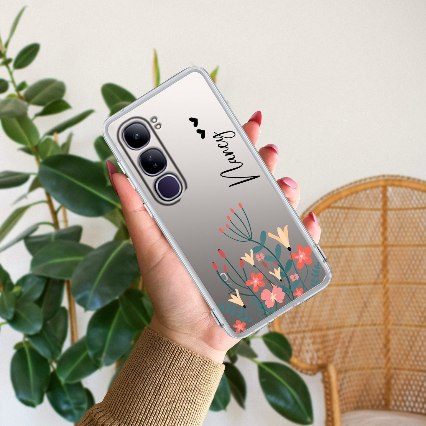 MultiColor Floral Customize Transparent Silicon Case For Vivo