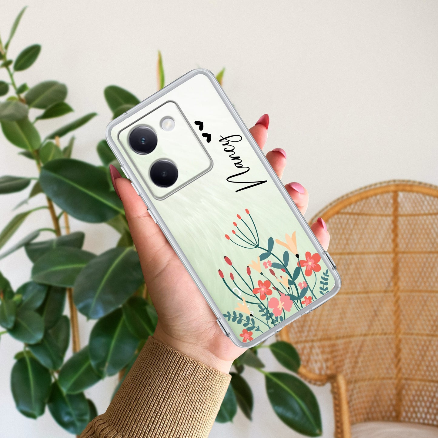 MultiColor Floral Customize Transparent Silicon Case For Vivo