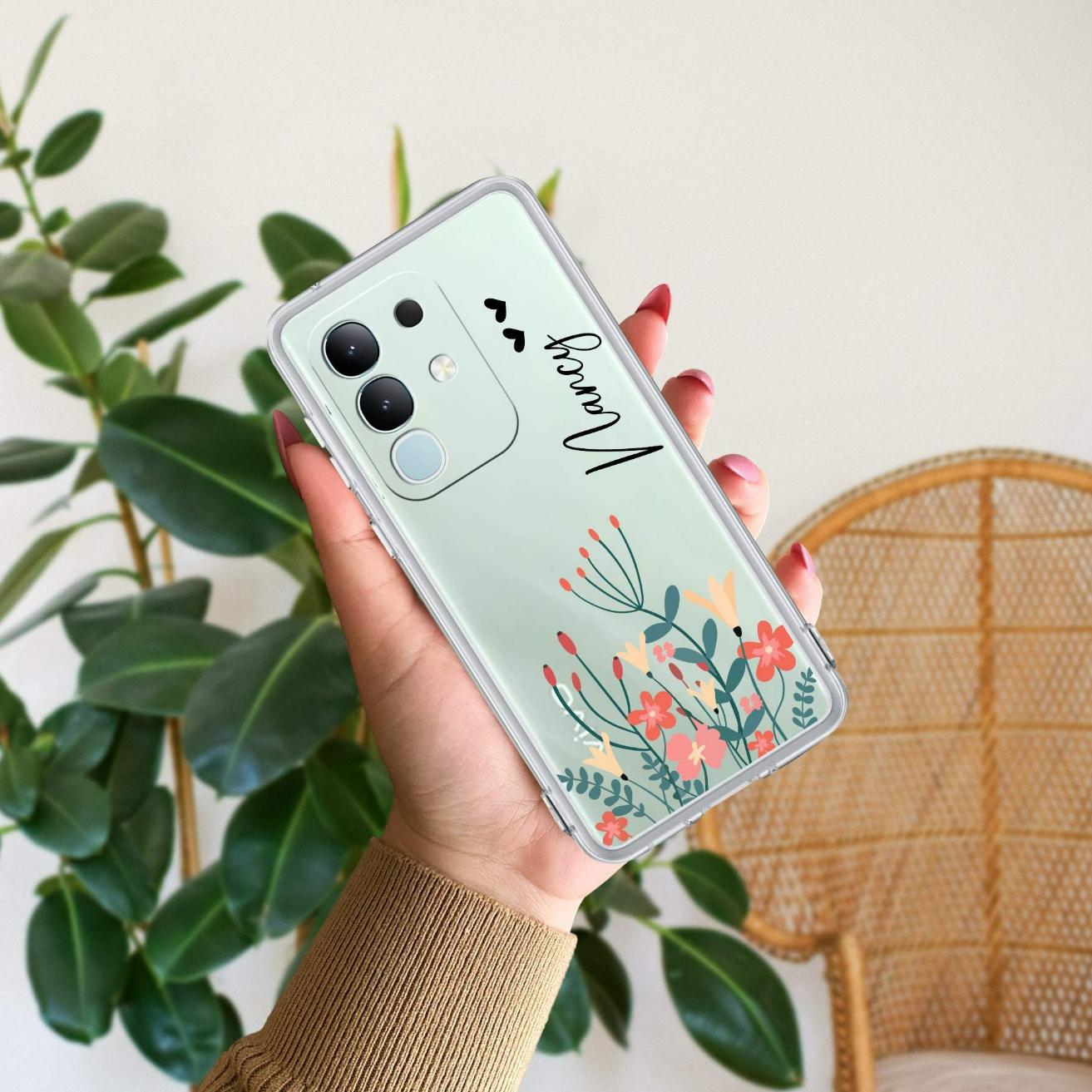 MultiColor Floral Customize Transparent Silicon Case For Vivo Y31 Pro 5G