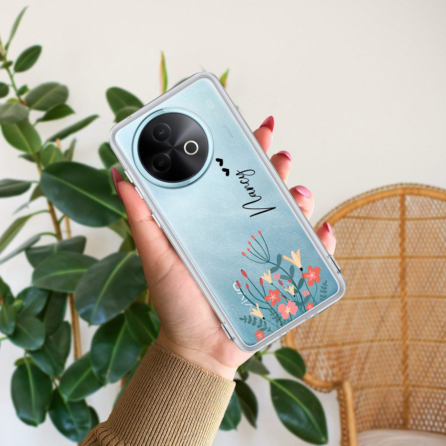 MultiColor Floral Customize Transparent Silicon Case For Vivo