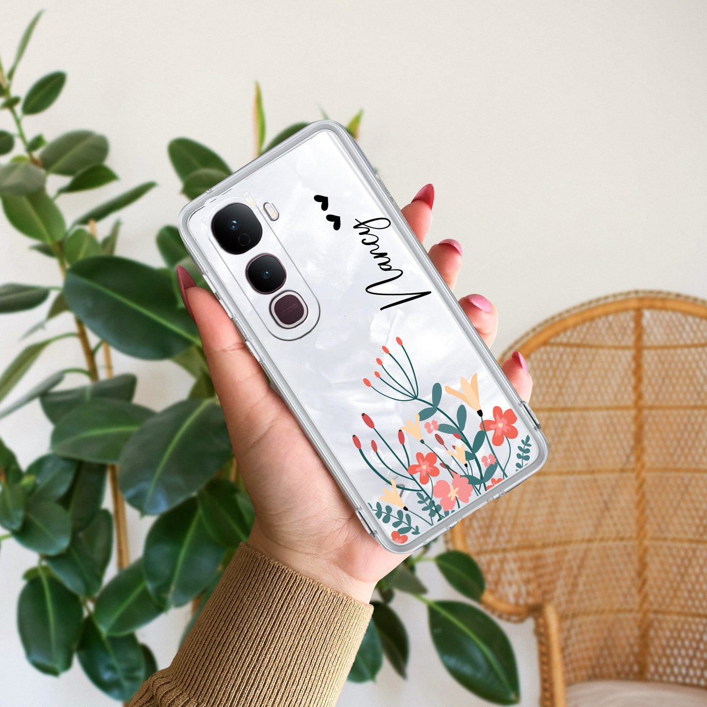 MultiColor Floral Customize Transparent Silicon Case For Vivo