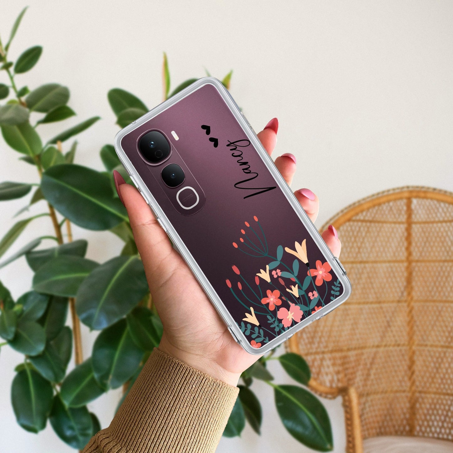 MultiColor Floral Customize Transparent Silicon Case For Vivo