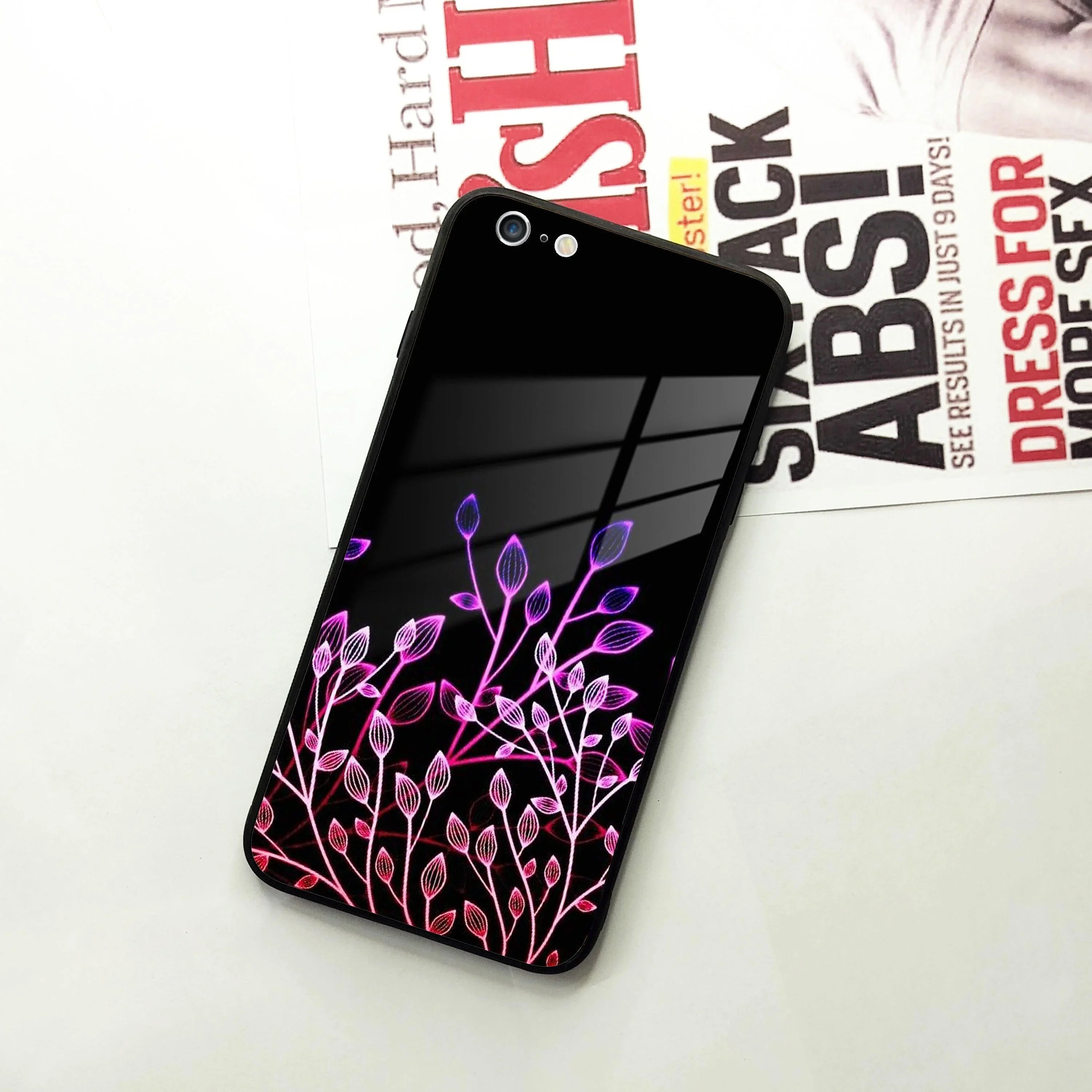 Multicolor Flower Print Glass Case Cover For iPhone - ShopOnCliQ