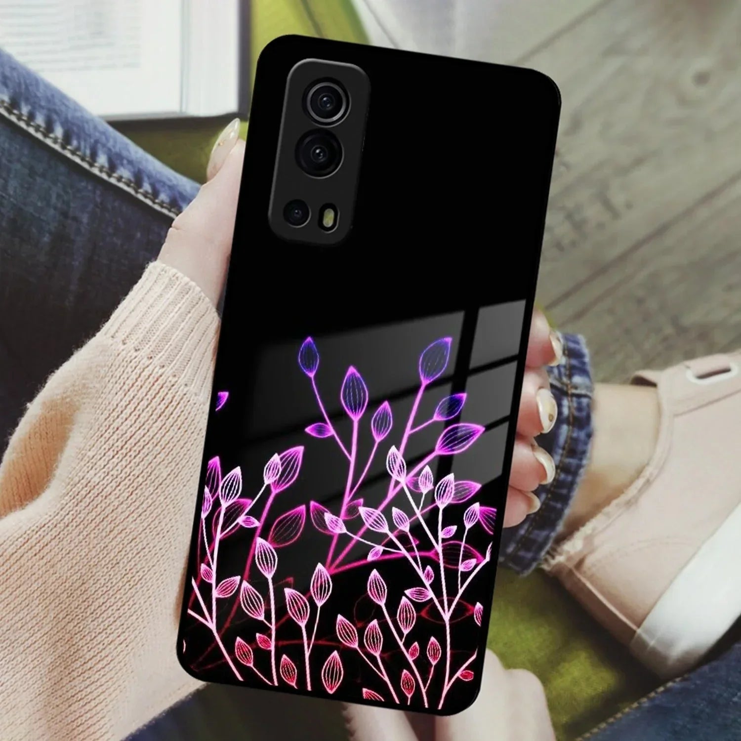 Multicolor Flower Print Glass Case Cover For Vivo - ShopOnCliQ