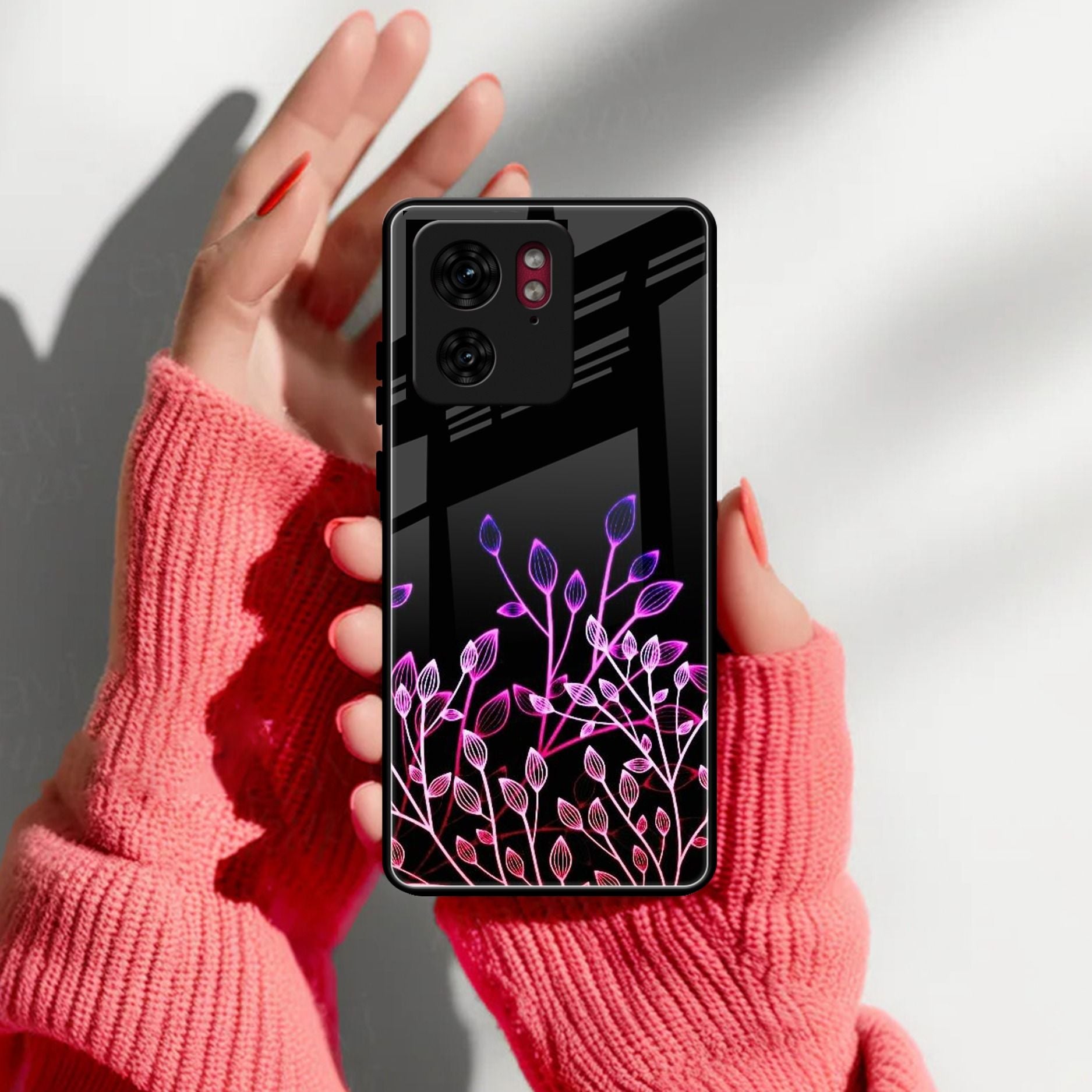 Multicolor Flower Print Glass Case Cover For Motorola