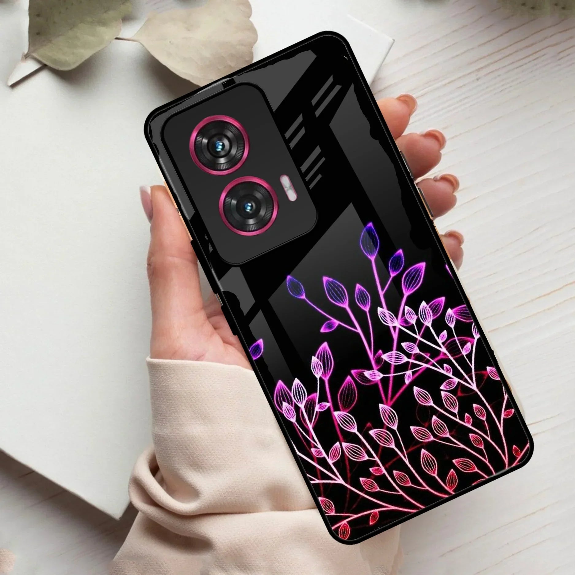 Multicolor Flower Print Glass Case Cover For Motorola - ShopOnCliQ