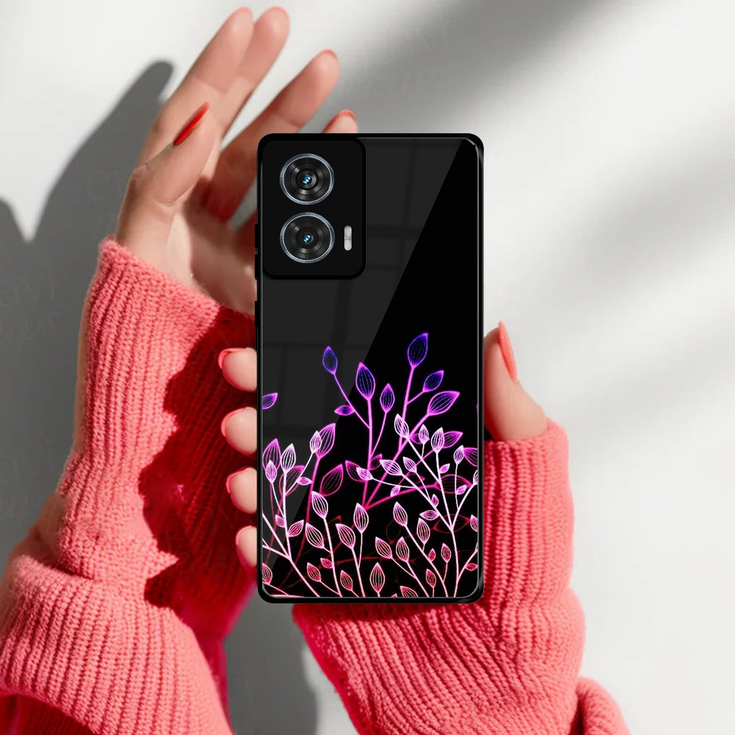 Multicolor Flower Print Glass Case Cover For Motorola