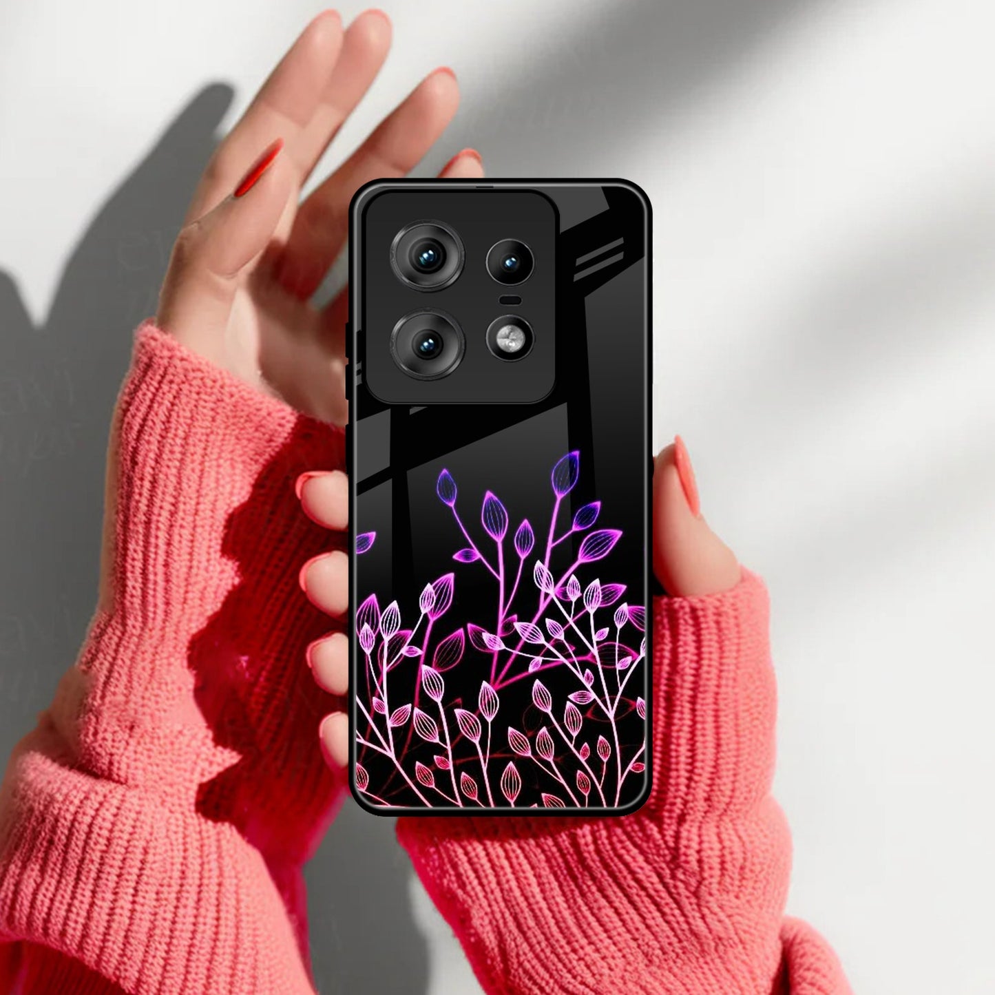 Multicolor Flower Print Glass Case Cover For Motorola