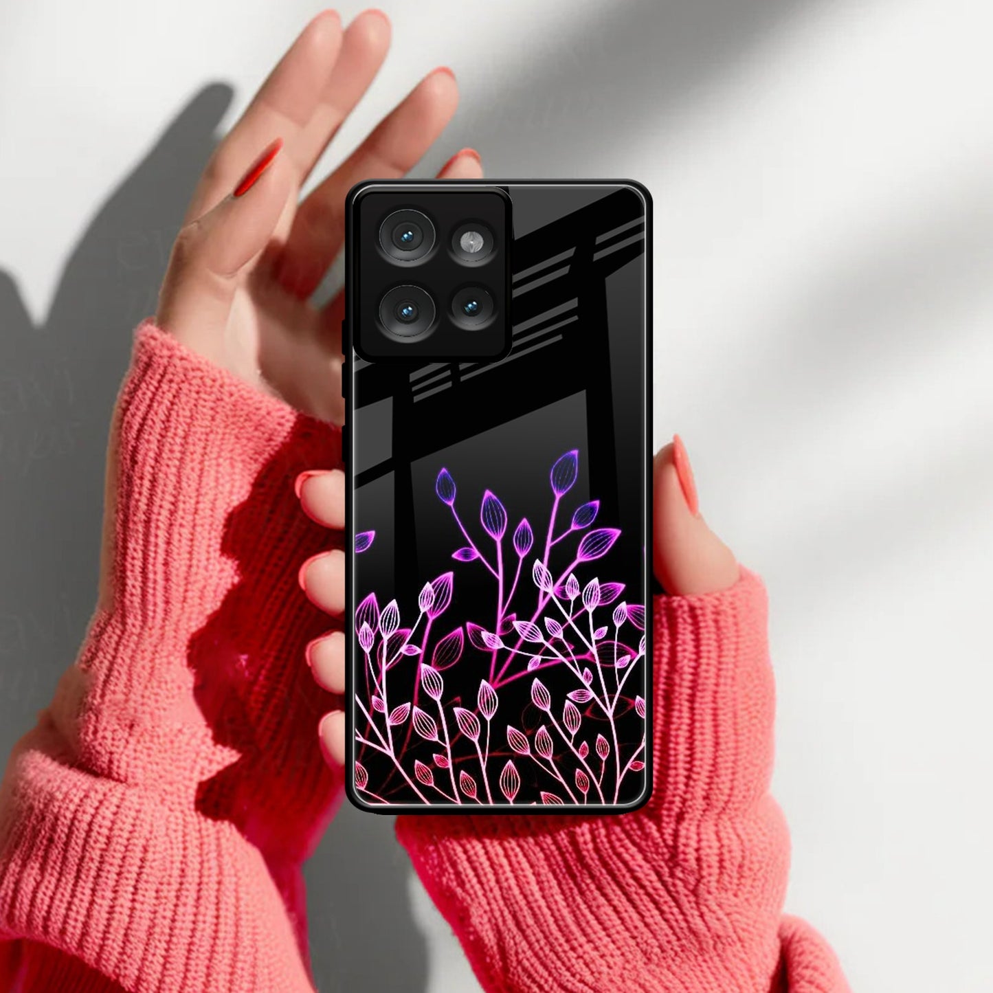 Multicolor Flower Print Glass Case Cover For Motorola