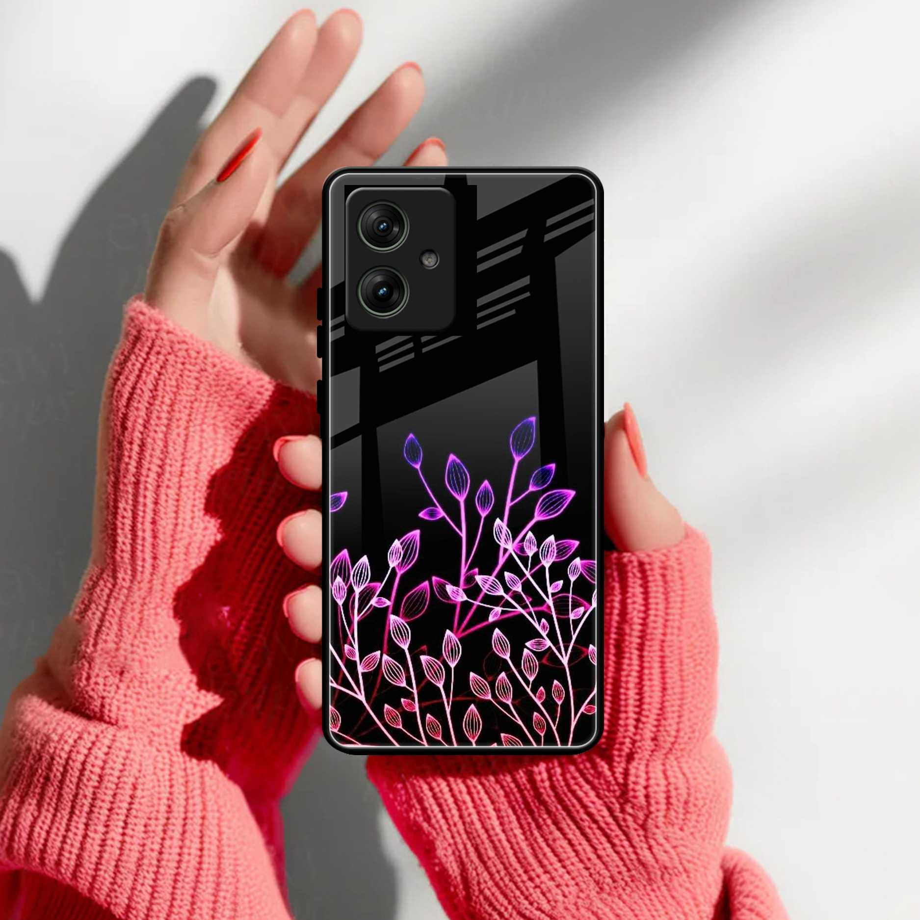Multicolor Flower Print Glass Case Cover For Motorola
