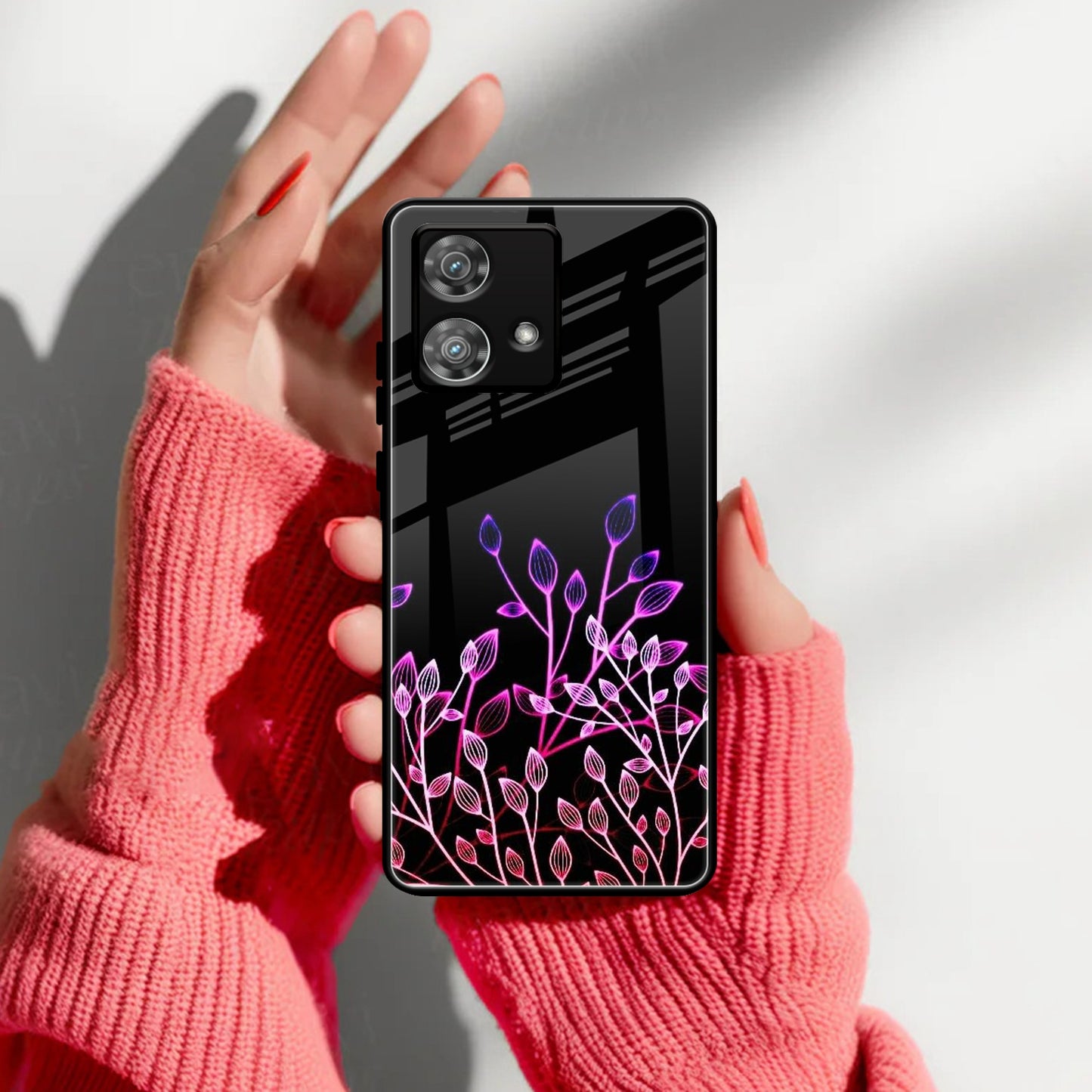 Multicolor Flower Print Glass Case Cover For Motorola