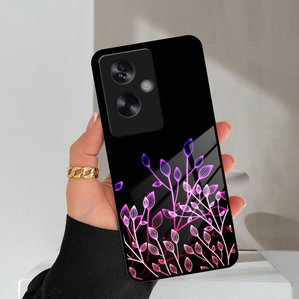 Multicolor Flower Print Glass Case Cover For Oppo