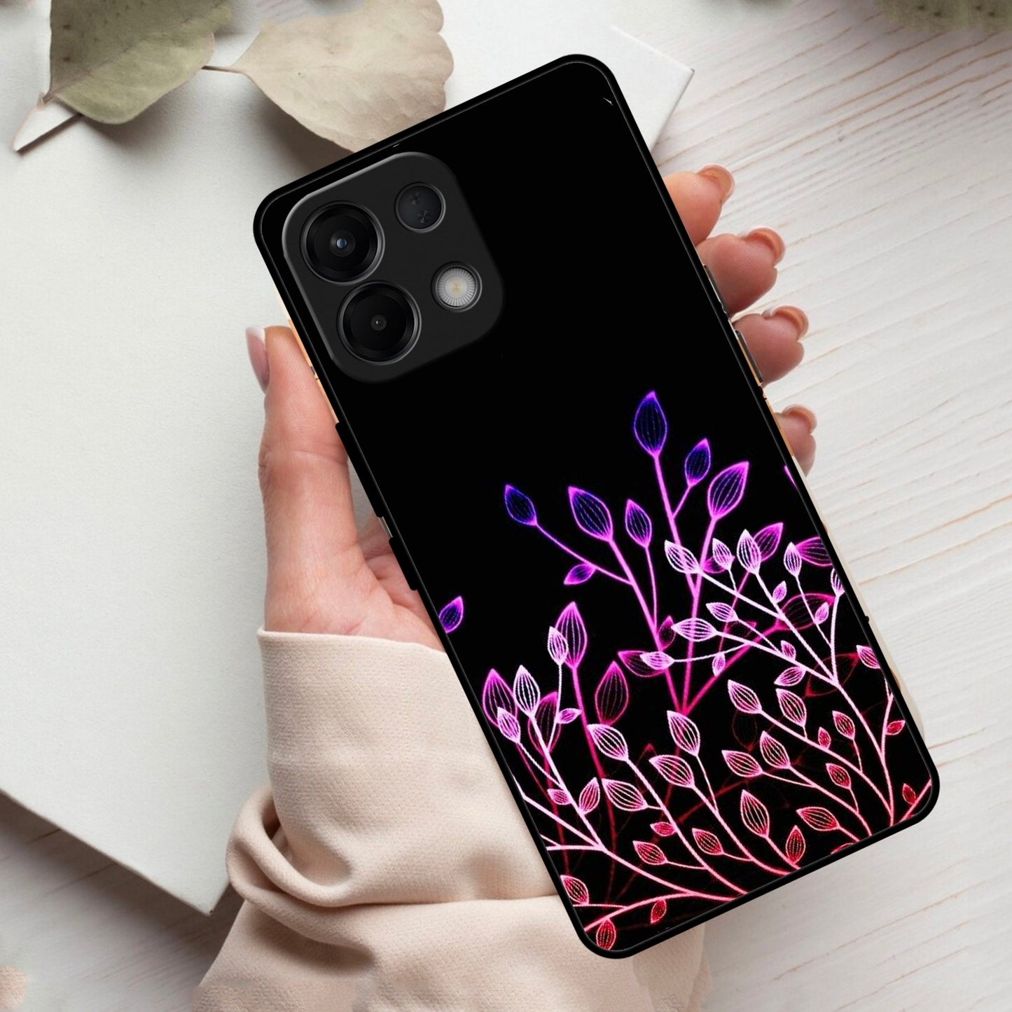 Multicolor Flower Print Glass Case Cover For Oppo