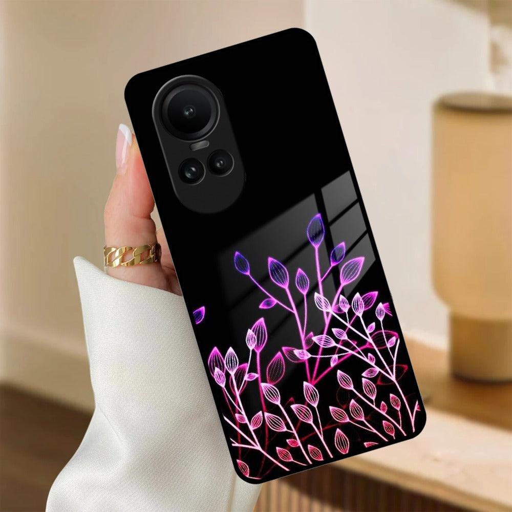 Multicolor Flower Print Glass Case Cover For Oppo