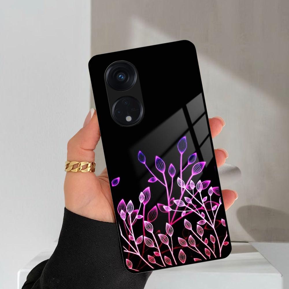 Multicolor Flower Print Glass Case Cover For Oppo