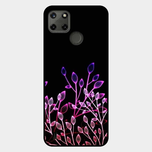 Multicolor Flower Print Glass Case Cover For Realme C21Y