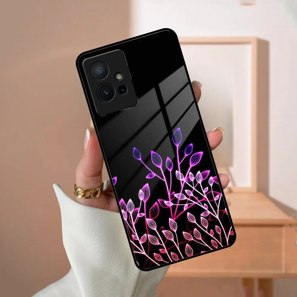 Multicolor Flower Print Glass Case Cover For Vivo - ShopOnCliQ