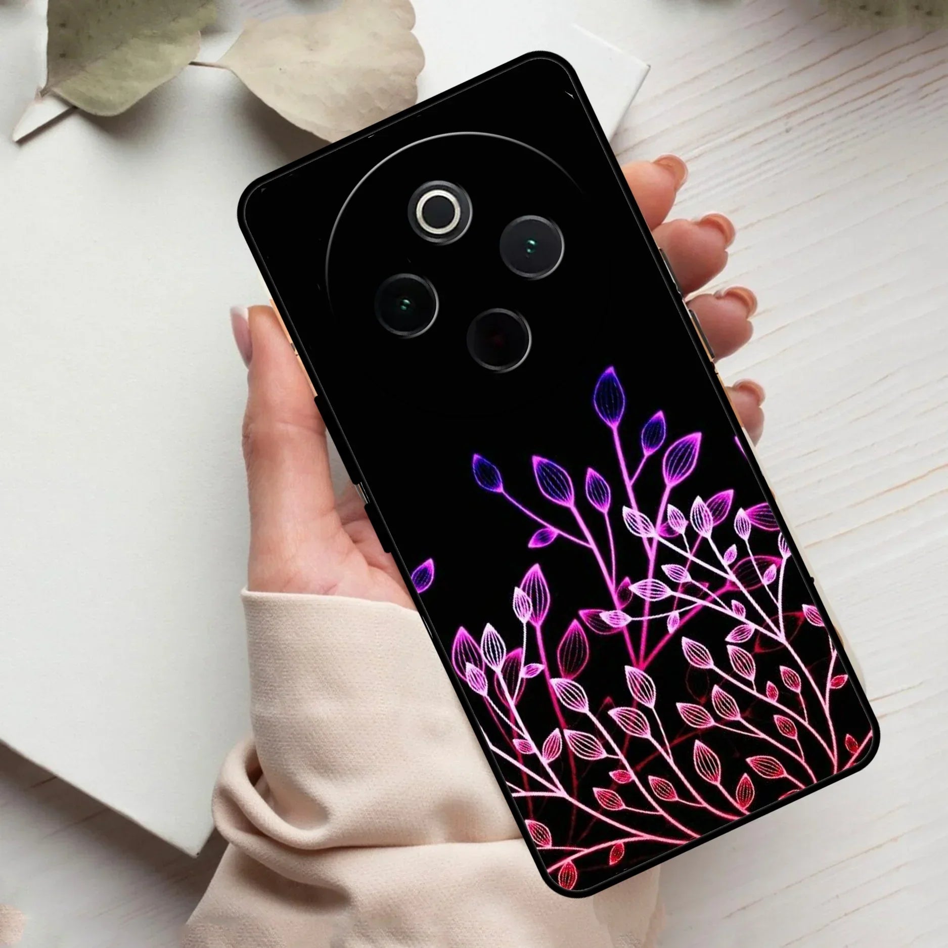 Multicolor Flower Print Glass Case Cover For Vivo - ShopOnCliQ