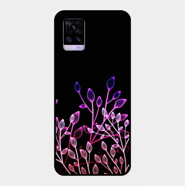 Multicolor Flower Print Glass Case Cover For Vivo V20