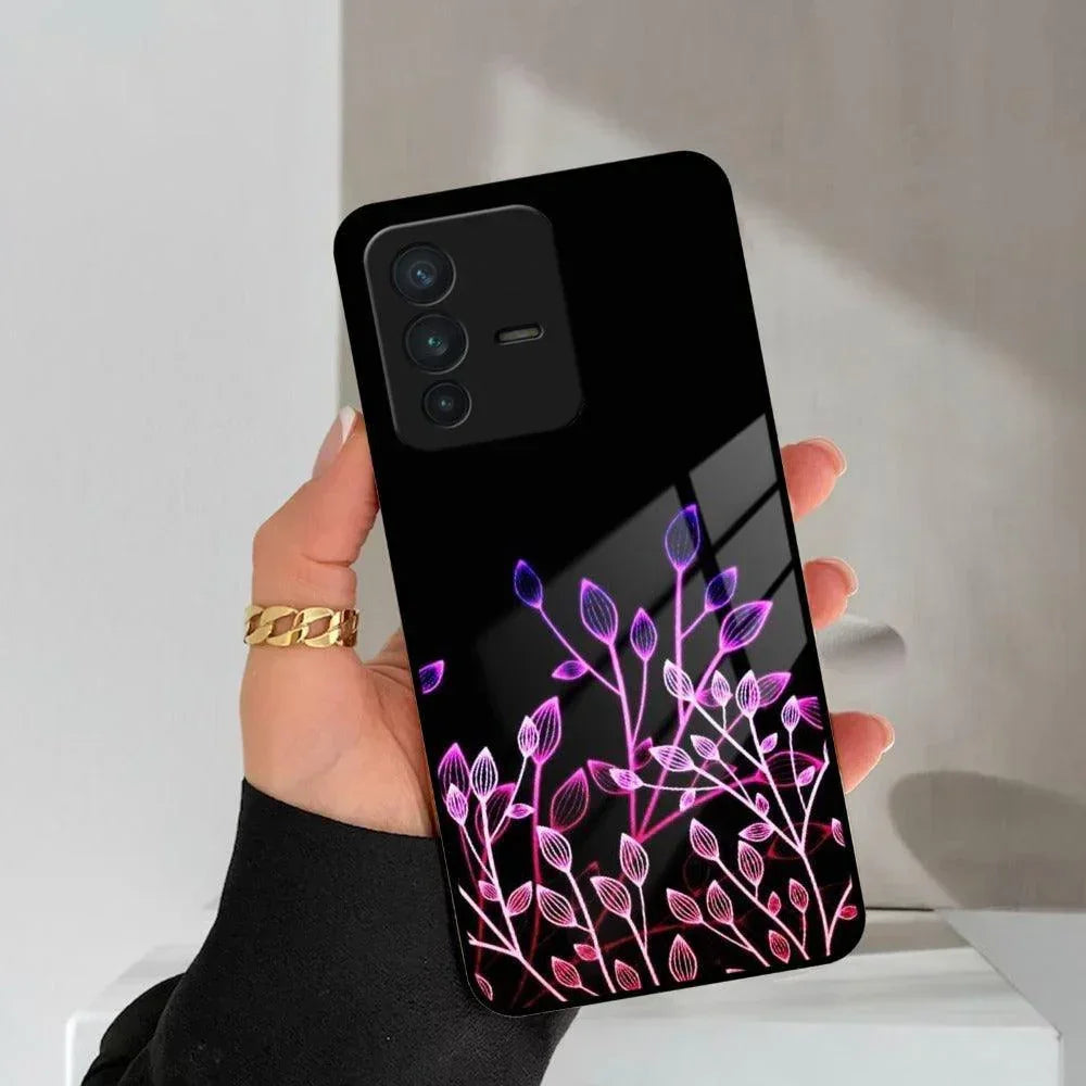 Multicolor Flower Print Glass Case Cover For Vivo - ShopOnCliQ