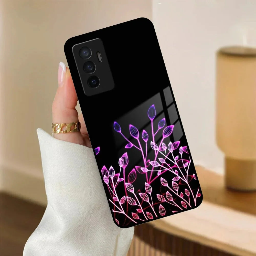 Multicolor Flower Print Glass Case Cover For Vivo - ShopOnCliQ