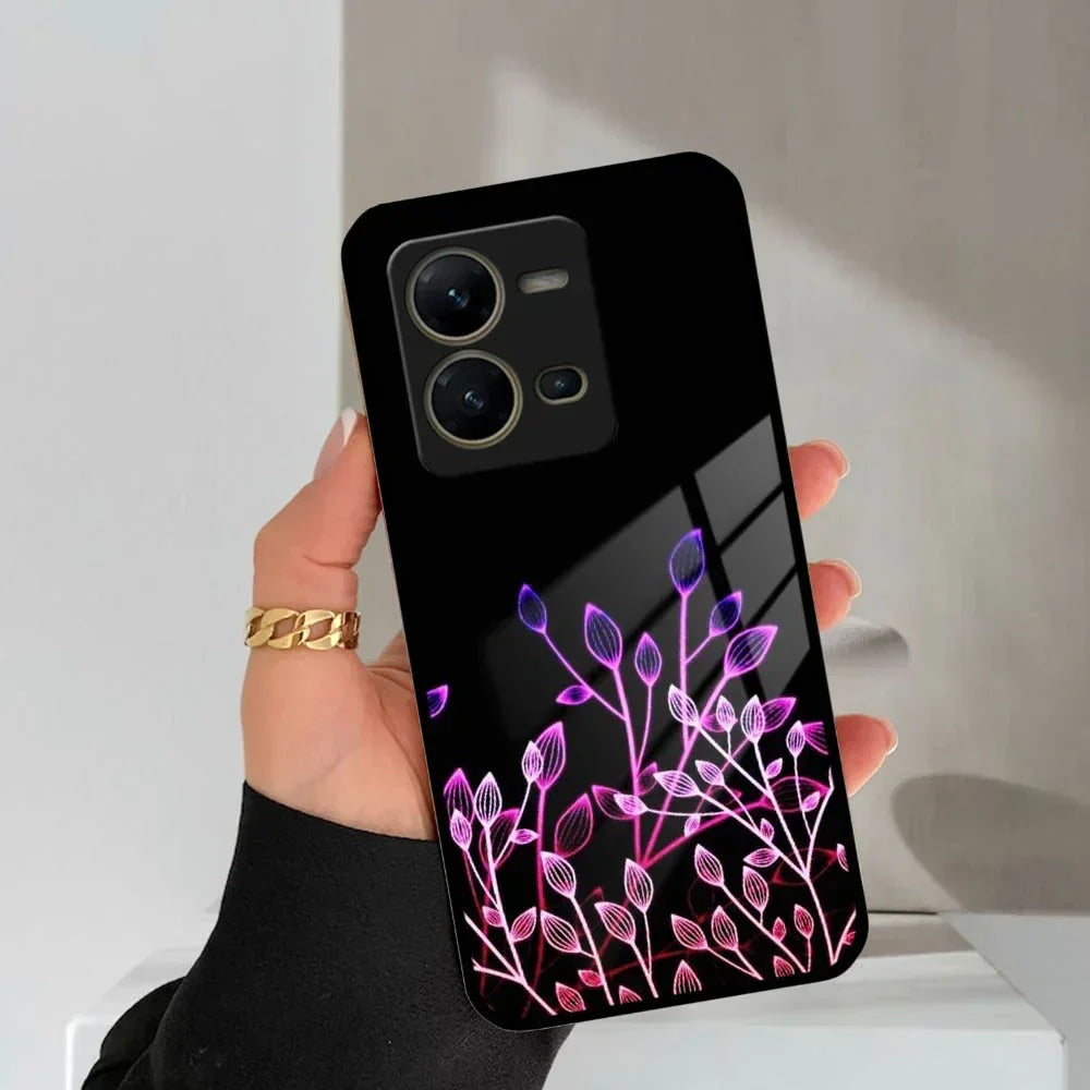 Multicolor Flower Print Glass Case Cover For Vivo - ShopOnCliQ