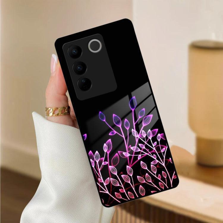 Multicolor Flower Print Glass Case Cover For Vivo - ShopOnCliQ