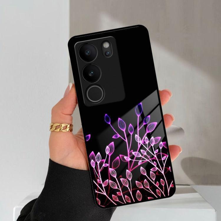 Multicolor Flower Print Glass Case Cover For Vivo - ShopOnCliQ