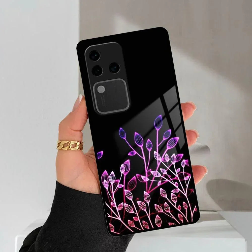 Multicolor Flower Print Glass Case Cover For Vivo - ShopOnCliQ