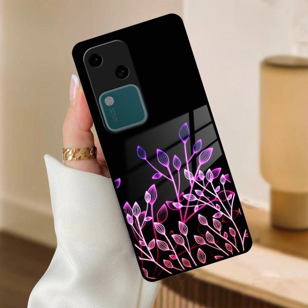 Multicolor Flower Print Glass Case Cover For Vivo - ShopOnCliQ