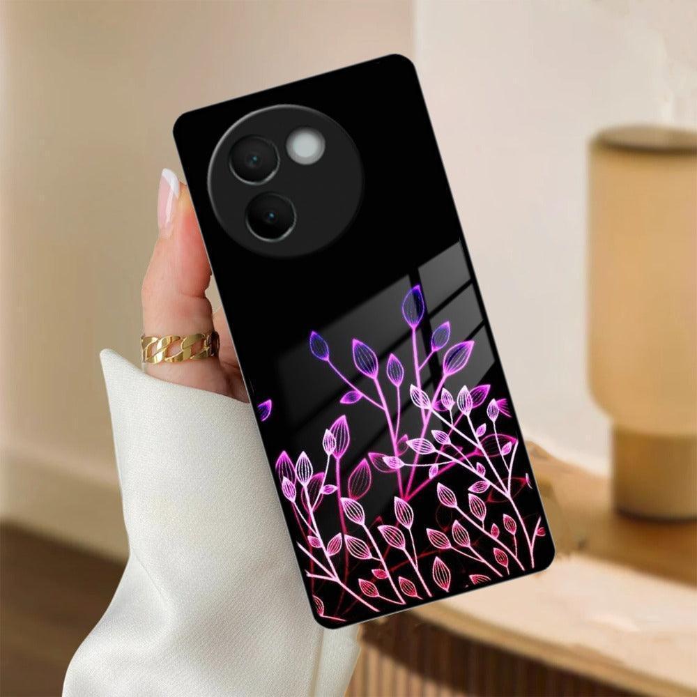 Multicolor Flower Print Glass Case Cover For Vivo - ShopOnCliQ