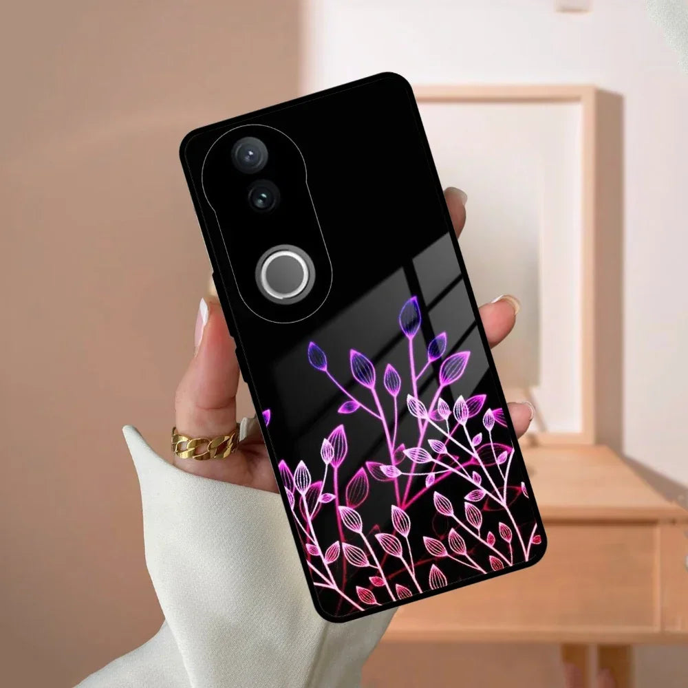 Multicolor Flower Print Glass Case Cover For Vivo - ShopOnCliQ