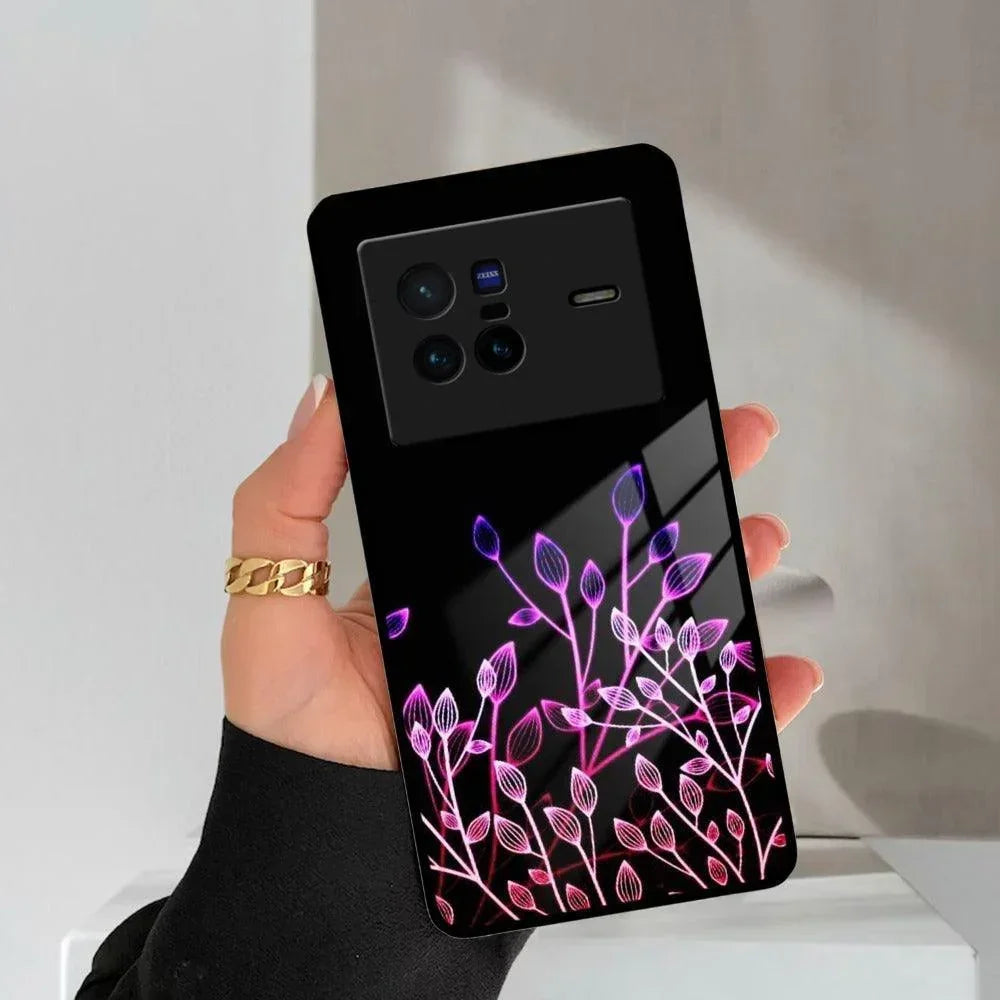 Multicolor Flower Print Glass Case Cover For Vivo - ShopOnCliQ