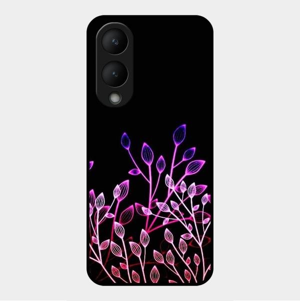 Multicolor Flower Print Glass Case Cover For Vivo Y17S