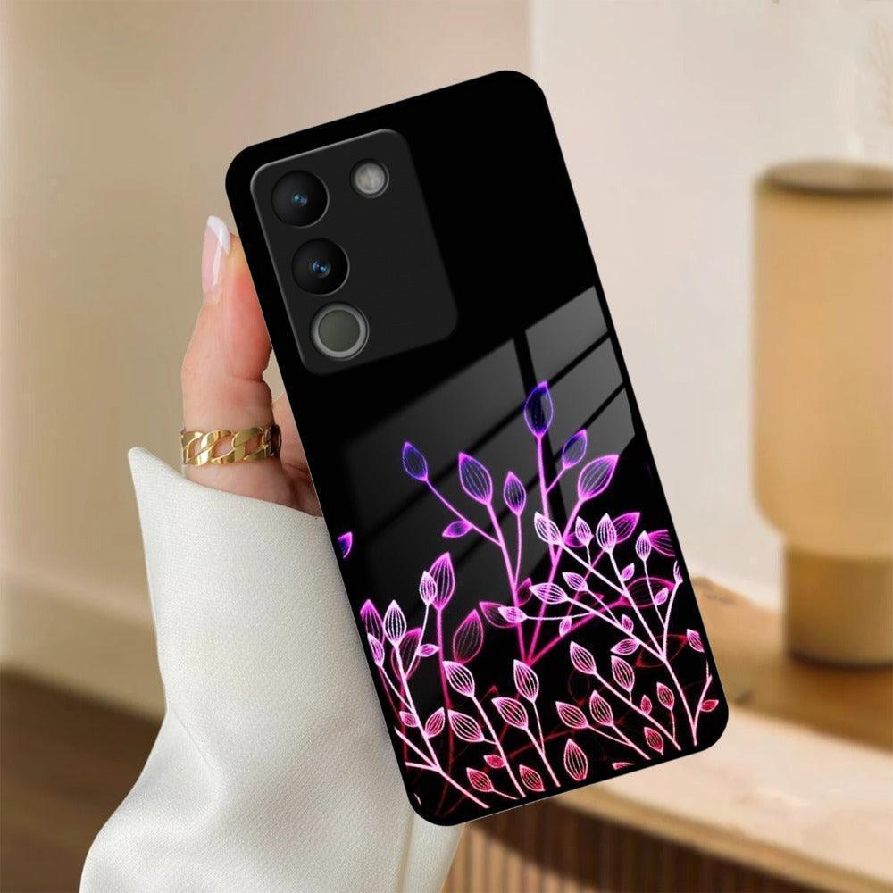 Multicolor Flower Print Glass Case Cover For Vivo - ShopOnCliQ