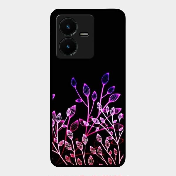 Multicolor Flower Print Glass Case Cover For Vivo Y22