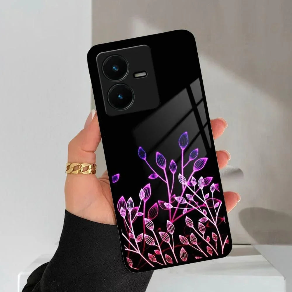 Multicolor Flower Print Glass Case Cover For Vivo - ShopOnCliQ