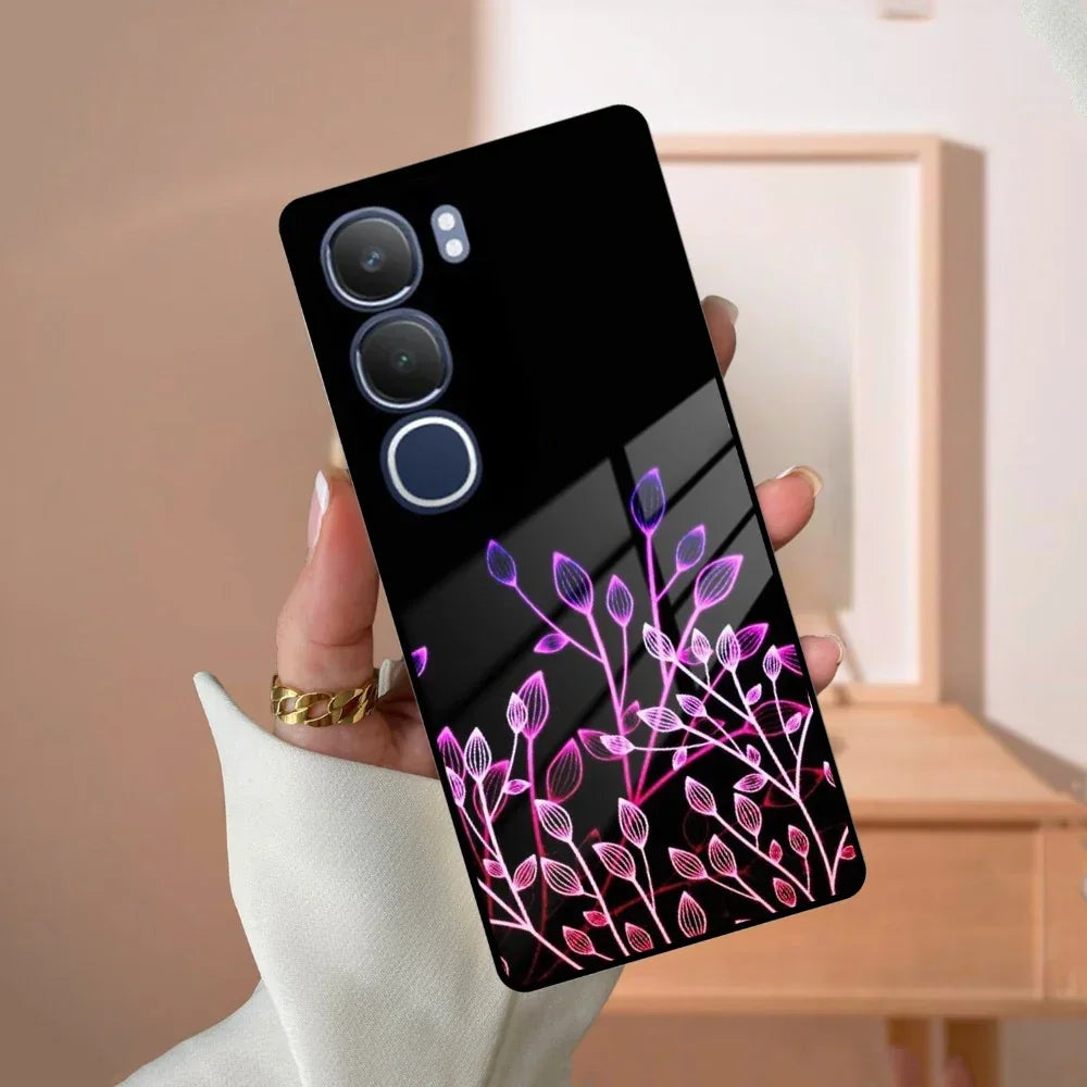 Multicolor Flower Print Glass Case Cover For Vivo - ShopOnCliQ