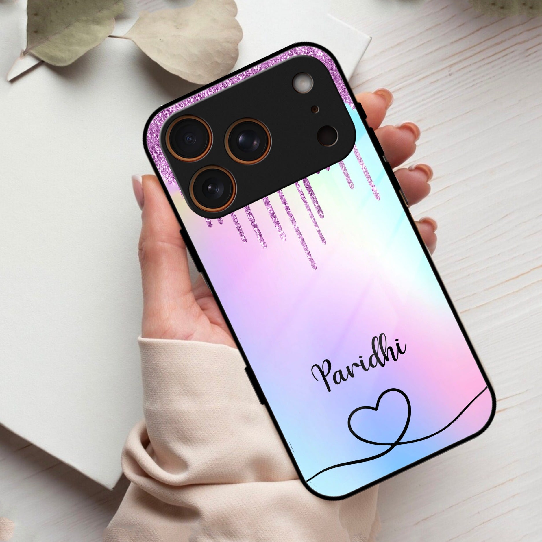 MultiColor Glitter Glass Case For iPhone 17 Pro Max