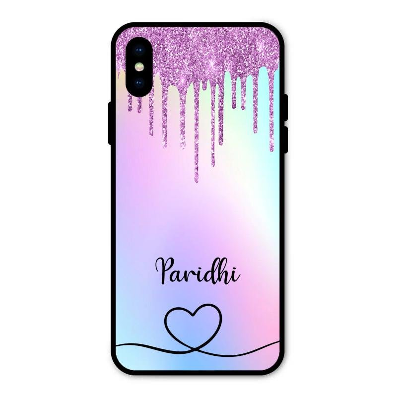 MultiColor Glitter Glass Case For iPhone XS