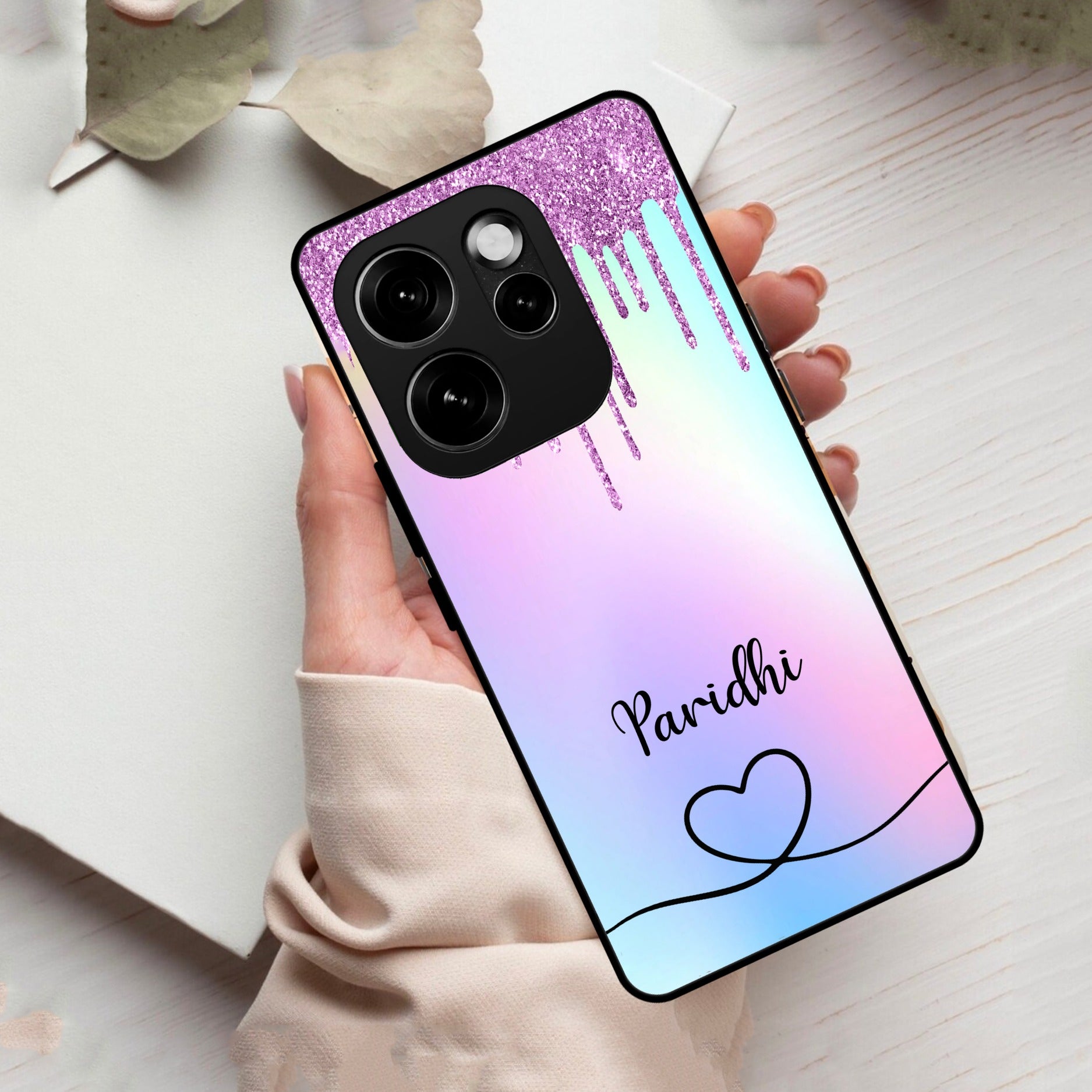 MultiColor Glitter Glass Case For Oppo