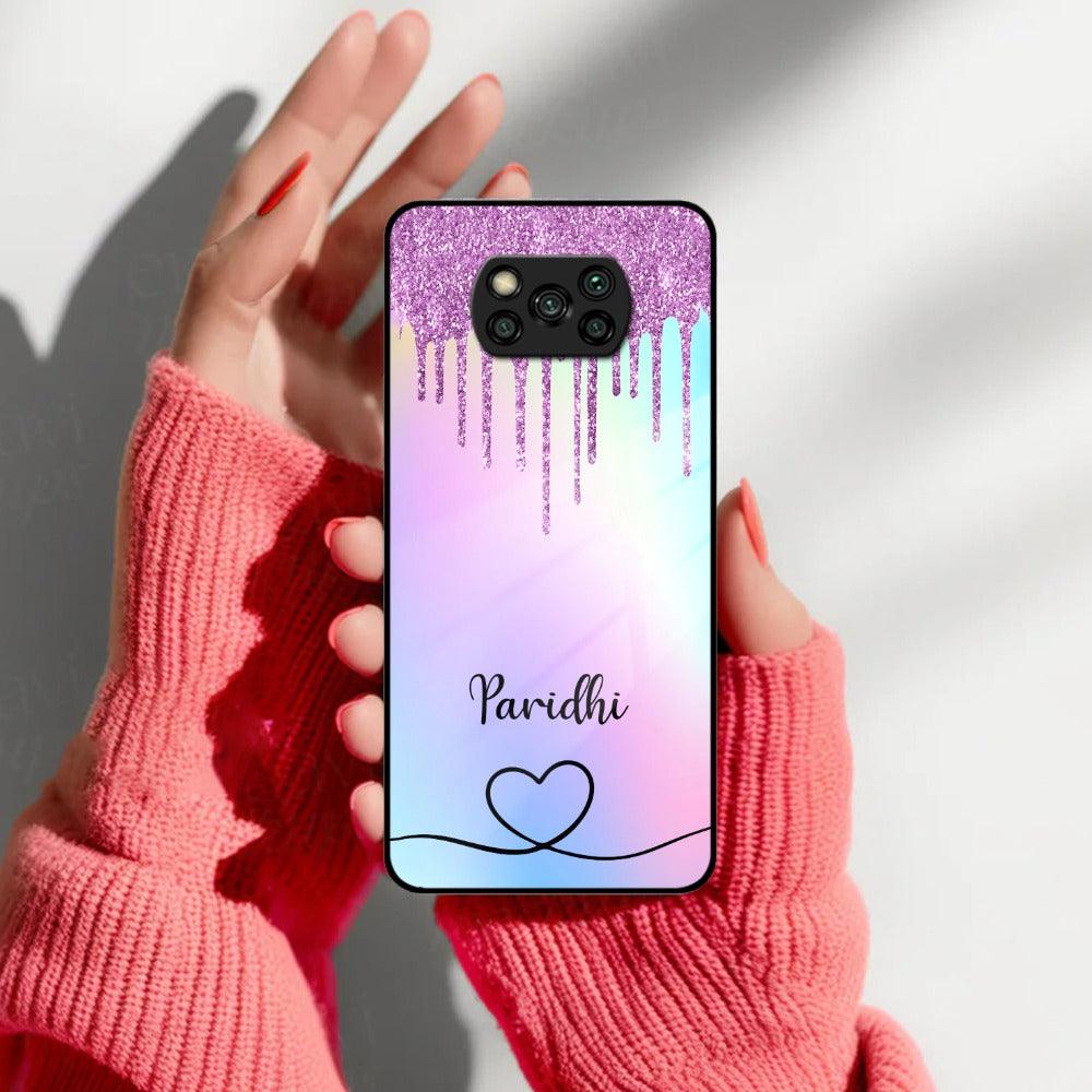 MultiColor Glitter Glass Case For Poco