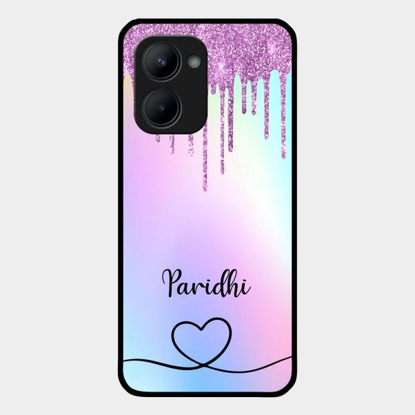 MultiColor Glitter Glass Case For Realme C33 2023