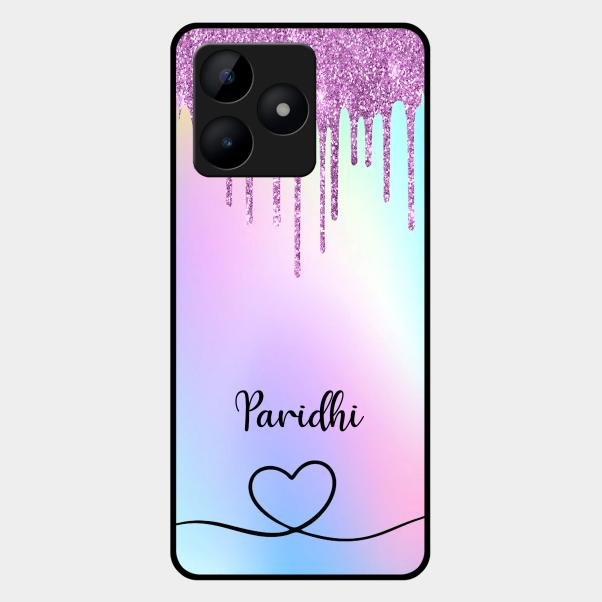 MultiColor Glitter Glass Case For Realme C53