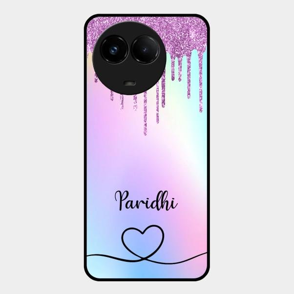 MultiColor Glitter Glass Case For Realme C67 5G